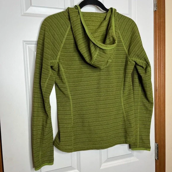 The North Face Womens Small Green Striped Full Zip Fleece Hoodie Jacket - Picture 4 of 8